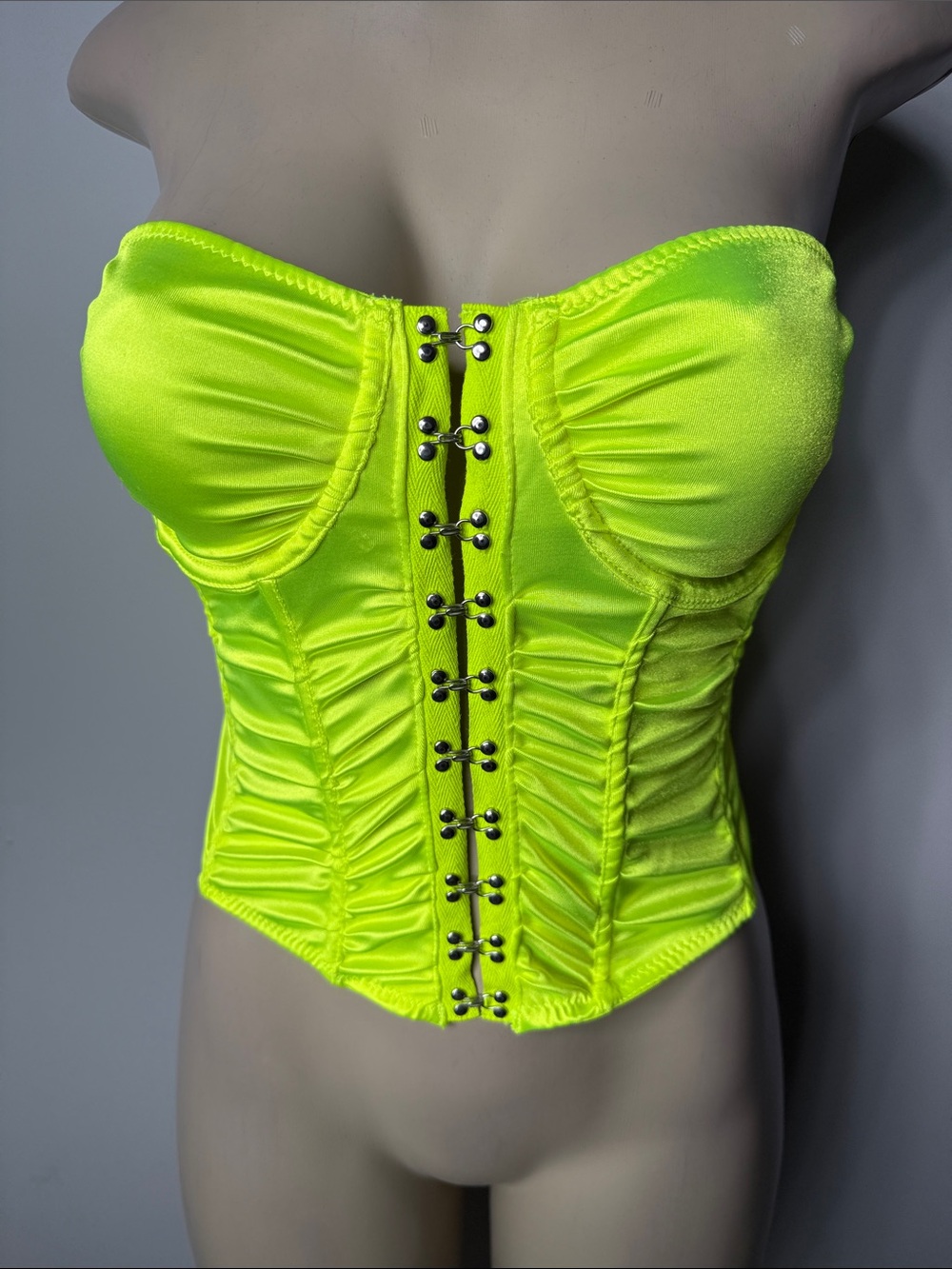 Neon Lime Strapless Corset Crop Top